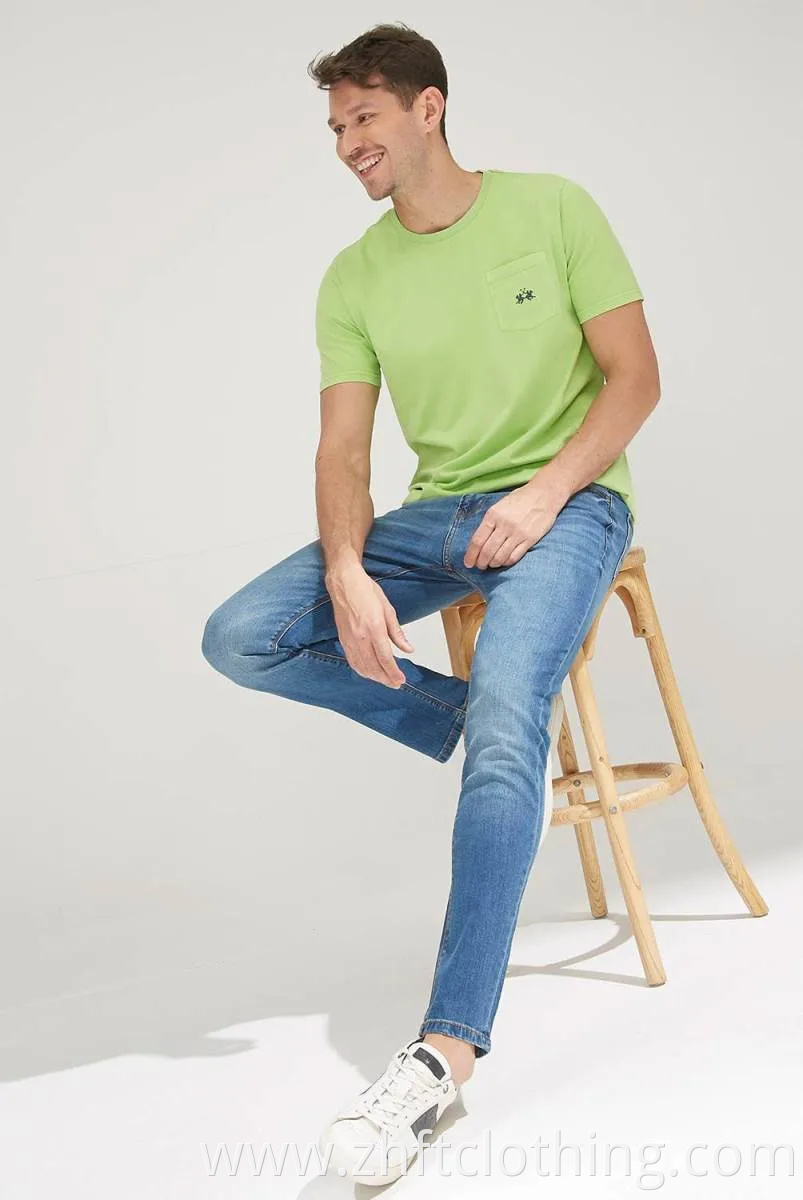 Casual Pocket and Embroidery T-Shirt